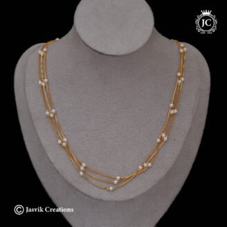 Micro Gold-Plated Three-Layer Pearl Bead Necklace - JCNL935