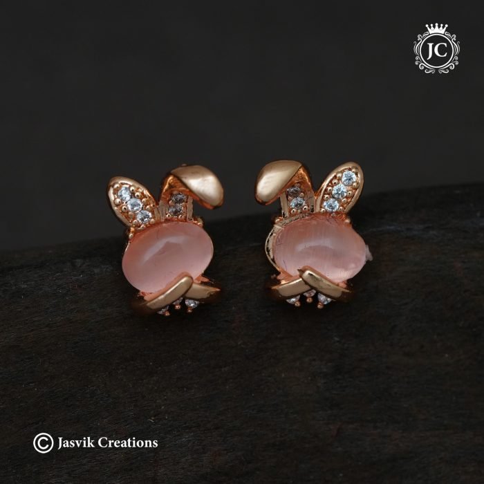 96 Rose Gold BunnyPink Ear Ring 99 (3)- JCRG096