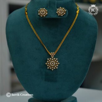 Premium AD Diamond Replica Floral Necklace - JCNL217