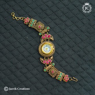 Antique Gold-Plated Kemp Stone Designer Bracelet Watch - JCWH24