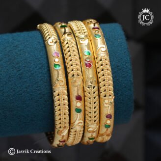 Premium Micro-Plated Gold Tone Enamel Bangles - JCBN347