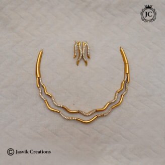 Diamond Look 2-Layer Hasli Necklace - JCNL004