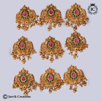 Antique Peacock Floral Kemp Jadai Billai - JCHB045
