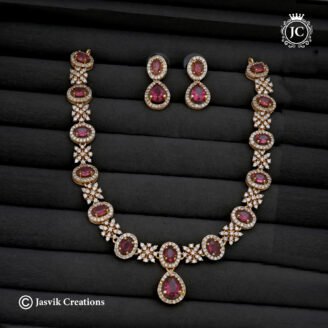 046 PRemium AD with Red Stone NecklaceJCNL046 -699 (2)