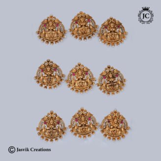 Temple Style Goddess Lakshmi & Peacock Jadai Billai - JCHB049