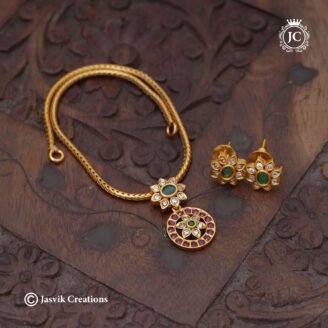 Elegant Floral Dual-Pendant Gold-Tone Simple Premium Necklace - JCNL081