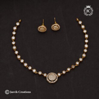 Classic Gold-Plated Circular AD Pendant Single-Line Necklace - JCNL083