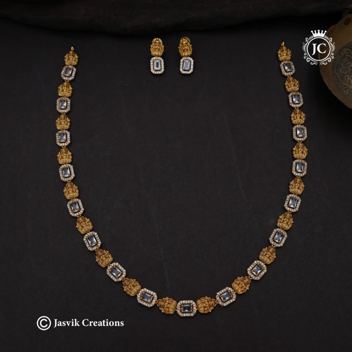 109 Premium Lakshmi Haram with White Stonw -JCHM109-999 109 Premium Lakshmi Haram with White Stonw -JCHM109-999