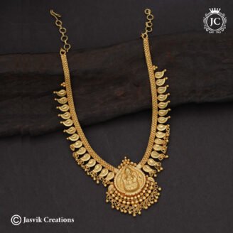 Traditional Gold-Forming Goddess Lakshmi Mango Necklace - JCNL134