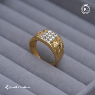 Classic Gold-Plated CZ Pavé Men's Signet Ring  - JCFR165