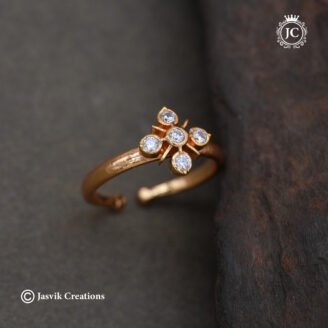 Diamond Replica Floral Cross Adjustable Finger Ring - JCFR178