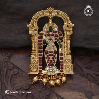 Premium Real Kemp Kamatchi Amman Temple Pendant - JCPT187