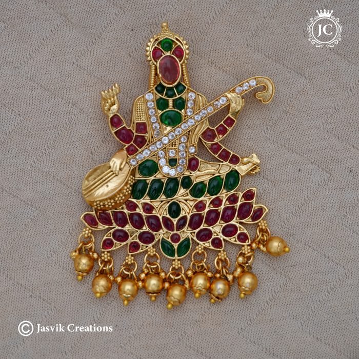 189 Premium Real Kemp Saraswathi Pendent-JCPT189 - 999 (4) 189 Premium Real Kemp Saraswathi Pendent-JCPT189 - 999 (4)
