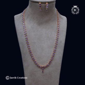 Microplated Lavender Stone Haram with Matching Drop Earrings - JCHM259