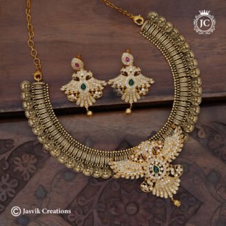 Premium Gandaberunda & Lakshmi Antique CZ Necklace - JCNL279