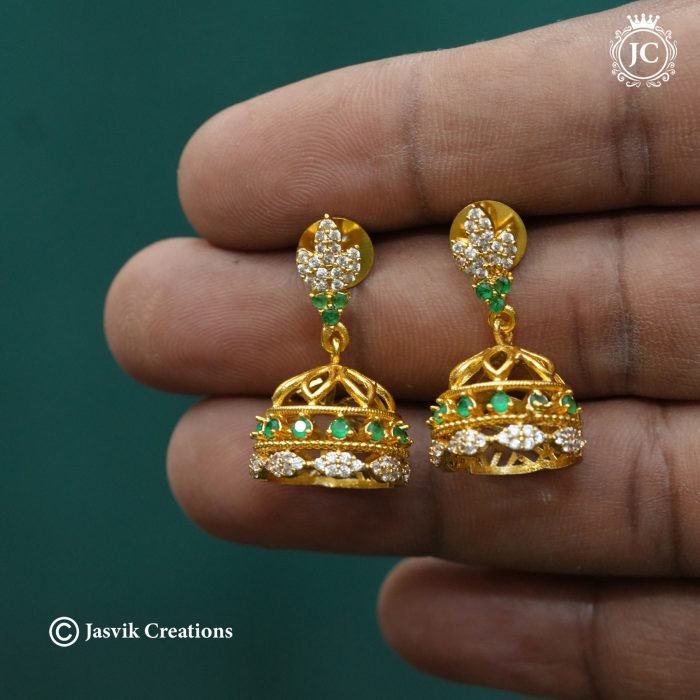 302 Diamond Replica AD Jhuma ( Green White) -JCER302- 299 (3)