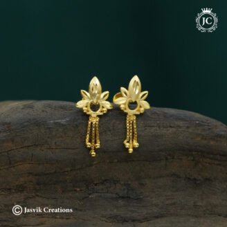 Elegant Gold-Forming Leaf & Chain String Drop Earrings - JCER319