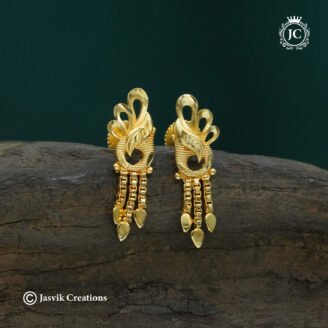 Graceful Gold-Forming Small Peacock String Earrings - JCER320