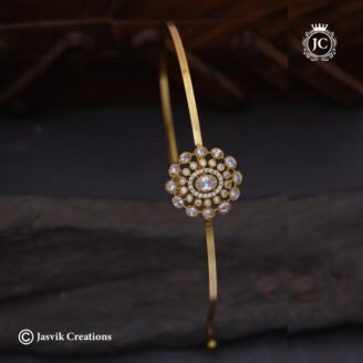 Premium Gold-Plated Full White CZ Floral Brooch Hairband - JCHB037