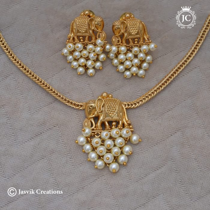 371 Elephant Choaker with pearl BEads -JCNL371 - 499 (4)