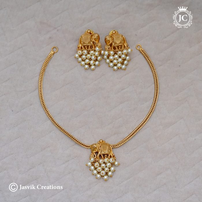 371 Elephant Choaker with pearl BEads -JCNL371 - 499 (5)