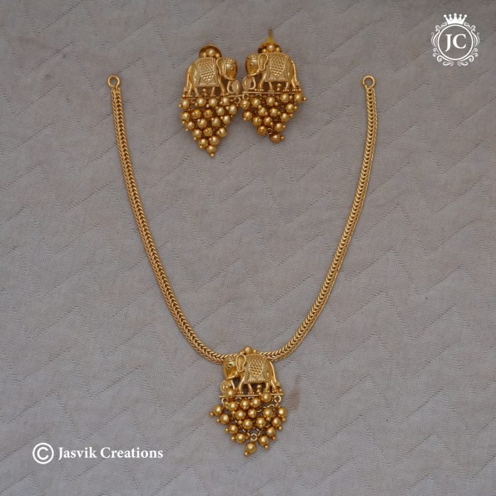 373 Elephant Choaker with Gold BEads -JCNL373- 499 (5)