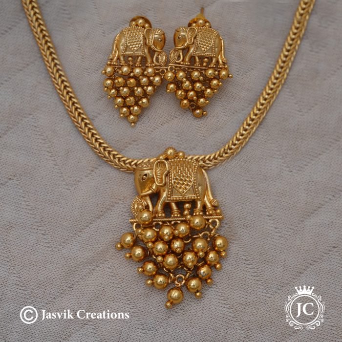 373 Elephant Choaker with Gold BEads -JCNL373- 499 (6)