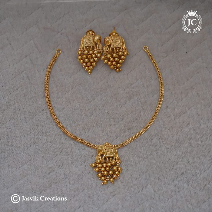 373 Elephant Choaker with Gold BEads -JCNL373- 499 (7)