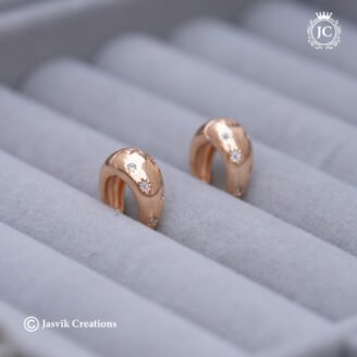 Rose Gold Celestial Starburst CZ Huggie Earrings - JCER378