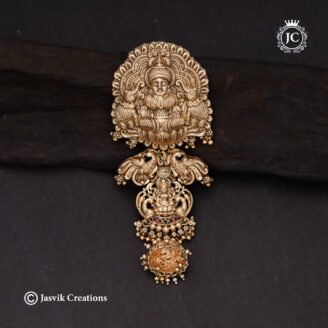 Traditional Matte Gold Goddess Divine Lakshmi & Peacock Hair Choti / Jaddai Billai- JCHB038