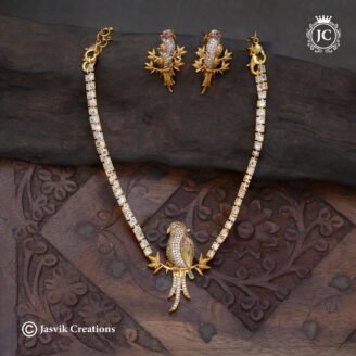 Trending Gold-Plated CZ-Studded Parrot Motif Necklace  - JCNL387