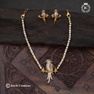 Trending Gold-Plated CZ-Studded Parrot Motif Necklace  - JCNL387