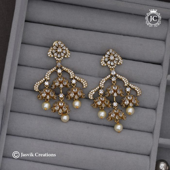 393 Lasyer Jhumka Eatr Tings Full White Medium Size -JCER393-599 (3)