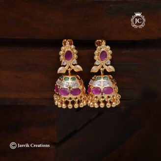 Micro-Plated AD Multi-Color Stone Traditional Jhumka - JCER406