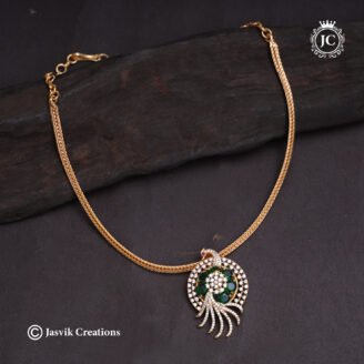 Elegant Gold Finish Peacock Detachable Pendant Necklace - JCNL431