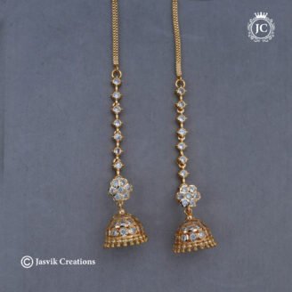 Elegant Impon CZ White Stone Jimmiki Mattal Earrings - JCER441
