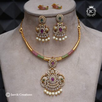 Premium Matte Gold Detachable Hasli Choker Necklace - JCNL447