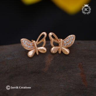 Graceful Butterfly Rose Gold Stud Earrings - JCER491