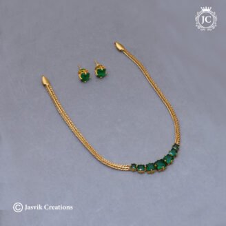 Simple Gold-Plated Square-Cut Stone Choker Necklace - JCNL525
