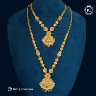 Real Gold-Look Forming Lakshmi Necklace & Haram Combo Set - JCCM539
