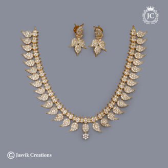 Elegant Gold-Finish American Diamond Mango Design Necklace - JCNL540
