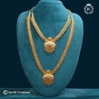 Traditional Gold-Plated Forming Haram & Necklace Bridal Combo Set - JCCM545