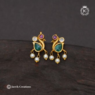 Antique Peacock Pearl Drop Earrings - JCER584