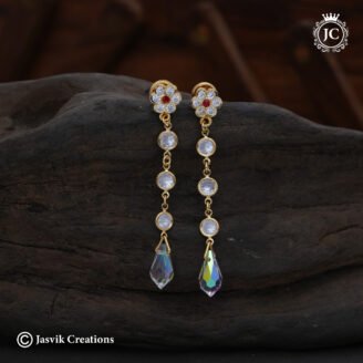 Vintage Titanic Round CZ Long Linear Earrings - JCER097