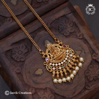 Antique Gold Finish Goddess Lakshmi Dollar Chain (26 Inch) - JCCH795