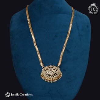 Premium Impon CZ Studded Dollar Chain with Flat Chevron Link - JCCH806
