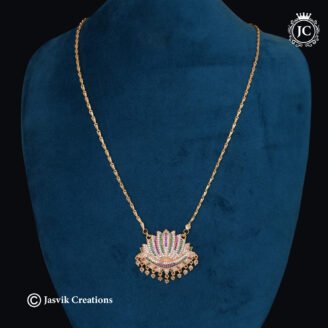 Multi-Color AD/CZ Lotus Fan Dollar Chain (24 Only)  - JCCH807
