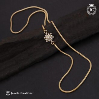 eal Diamond Replica Floral Mugappu Gold Chain - JCCH810