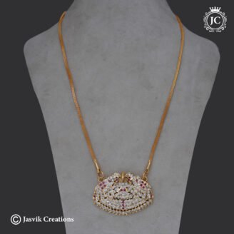 raditional Impon Gajalakshmi CZ & Ruby Dollar Chain - JCCH812