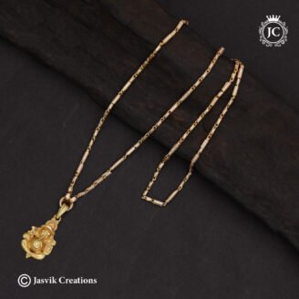 Divine Gold-Finish Lord Vinayagar Pendant with Textured  Chain (24 Inches) - JCCH813